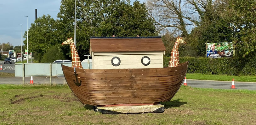 Noah's Ark restored and back on the roundabout outside Chester Zoo.