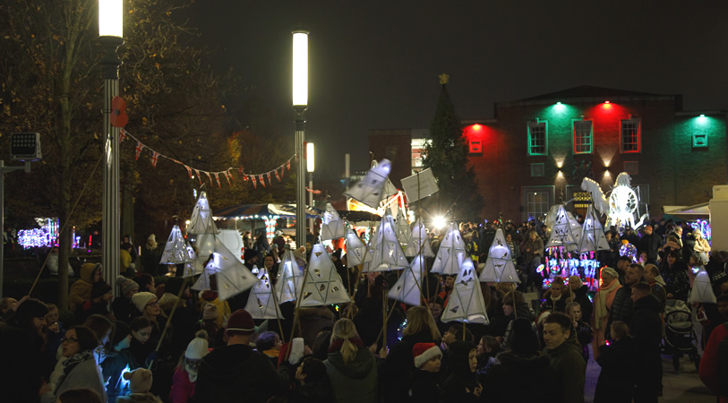 Handmade lanterns being paraded in Ellesmere Port.