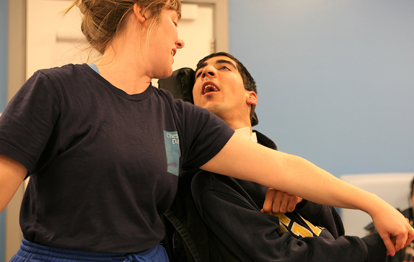 Cheshire Dance member helping Vivo resident take part in dance activities