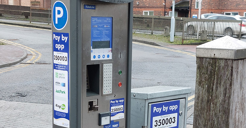 Parking machine in west Cheshire car park