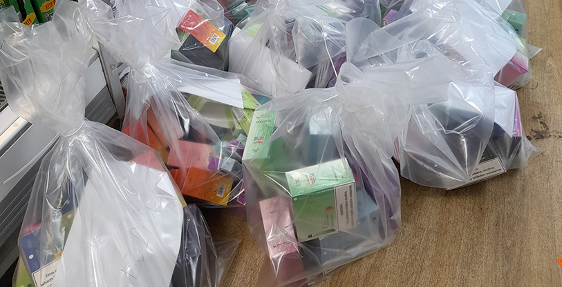 Seized vapes in plastic bags