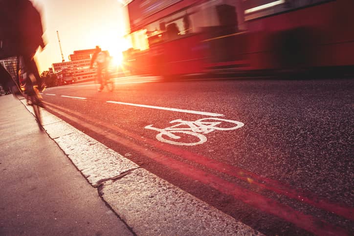 Cycle lane marking on the road