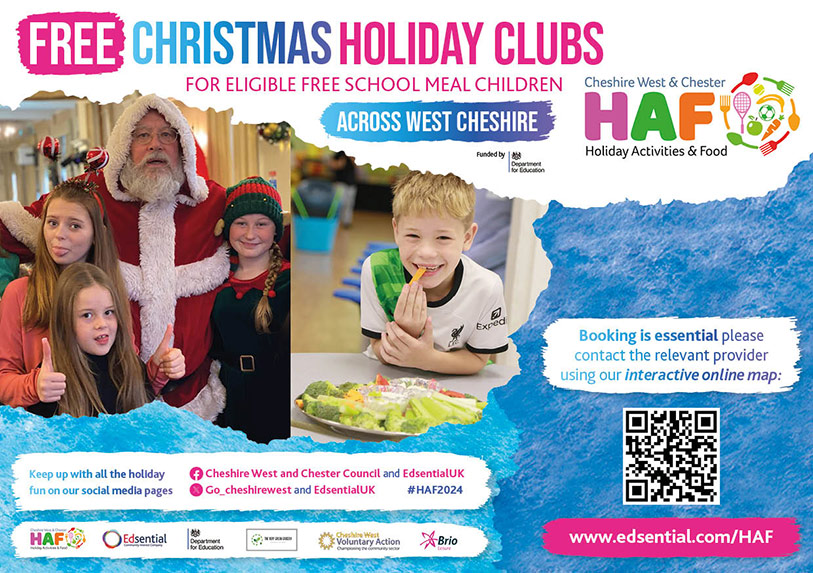 Free Christmas Holiday Clubs for eligible free school meal children across west Cheshire